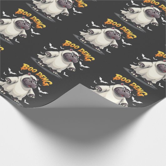 Boo Deng Ghost Baby Pygmy Hippo Moo Deng Halloween Cadeaupapier (Hoek)