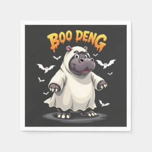 Boo Deng Ghost Baby Pygmy Hippo Moo Deng Halloween Servet