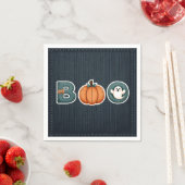 BOO Denim rustieke land pompoen spook Halloween Servet (Insitu)