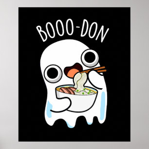 Boo-don Grappige Geest Udon Pun Donkere BG Poster