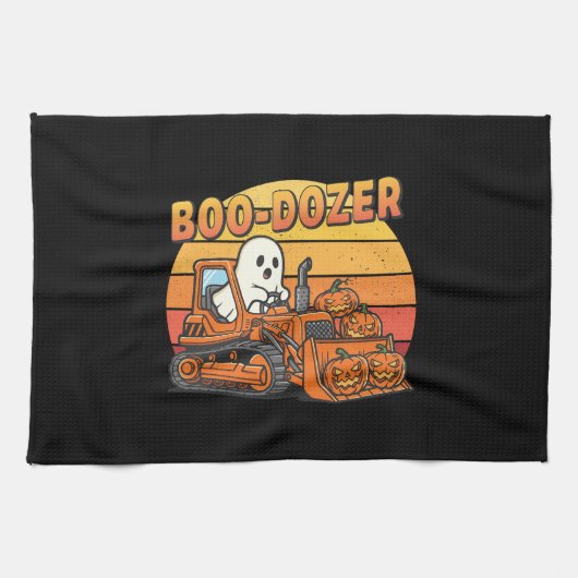 Boo Dozer Geest Grappige Halloween Theedoek (Horizontaal)