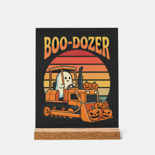 Boo-Dozer Halloween Geest Pompoen Bulldozer Acryl Bord