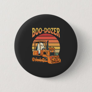 Boo-Dozer Halloween Geest Pompoen Bulldozer Ronde Button 5,7 Cm