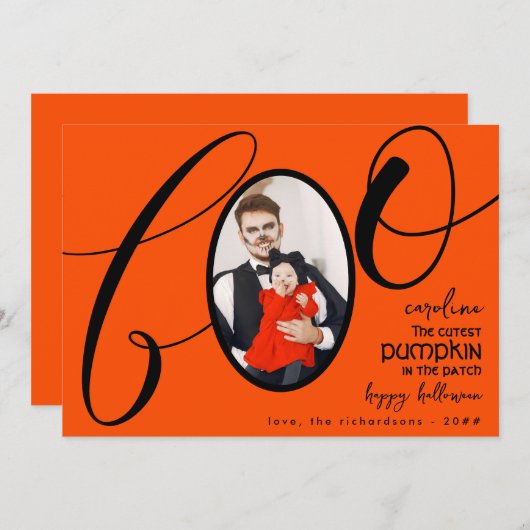 Boo Eerste Halloween Leukste Pompoen Baby Foto 2 Feestdagenkaart (Voorkant / Achterkant)