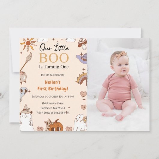 Boo Eerste Verjaardag Onze Kleine Boo Is Draaien E Kaart (Voorkant)