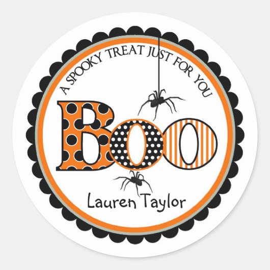 BOO en Spiders Halloween Treat Stickers (Voorkant)
