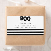 Boo étiquette de adresse à rayures noir et blanc (En situation)