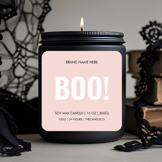 BOO ! Étiquette minimaliste de bougie d'Halloween