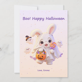 Boo Fijne Halloween Knuffel Konijn Ghost Card Feestdagenkaart