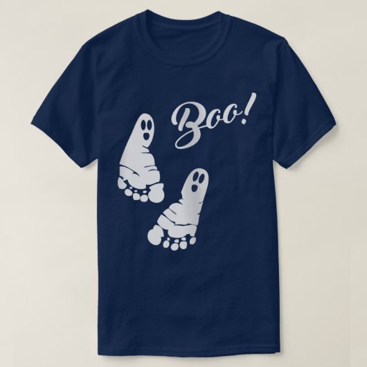 Boo Footprint Halloween Pregnancy Announge G T-shirt (Design voorkant)