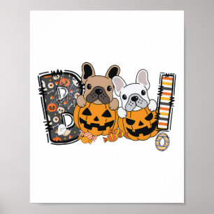 Boo Franse Bulldog Pumpkin Snoep Hondenpuppy Hallo Poster