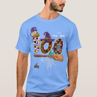 Boo Funny Halloween Costume met Witchs Broom en T-shirt