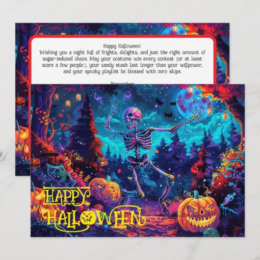 Boo-gee botten Halloween Bash Kaart (Voorkant / Achterkant)