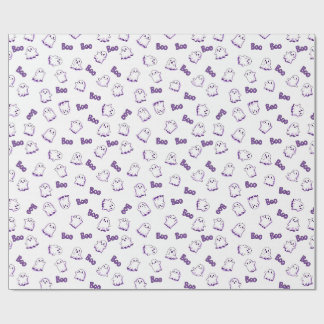 Boo Geesten Paars Wit Halloween Cadeaupapier
