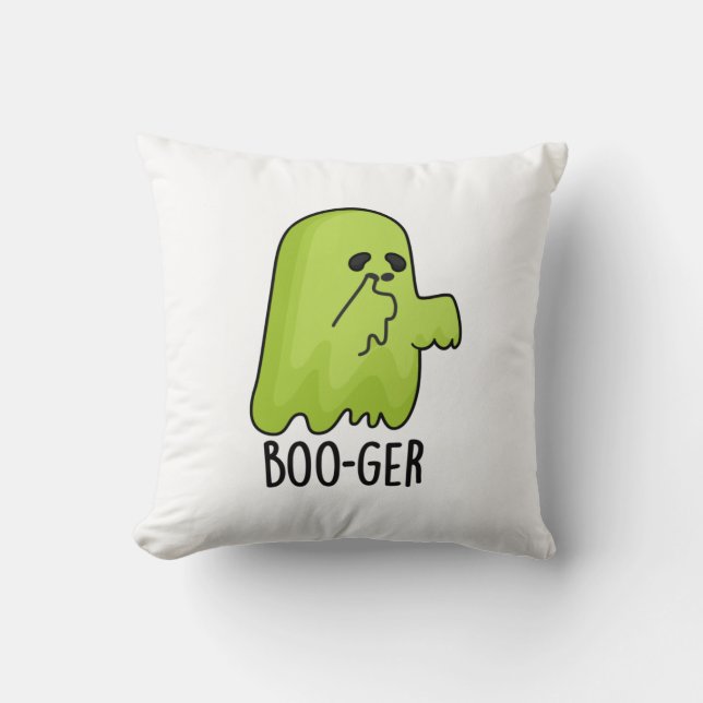 Boo-ger Funny Halloween Booger Ghost Pun Kussen (Voorkant)
