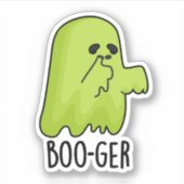 Boo-ger Funny Halloween Booger Ghost Pun Sticker (Voorkant)