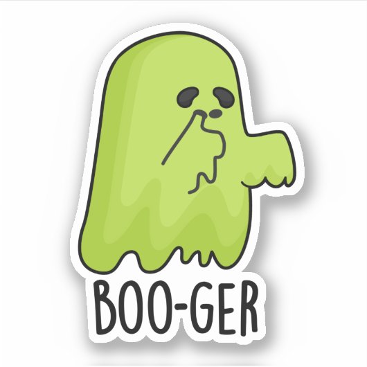 Boo-ger Funny Halloween Booger Ghost Pun Sticker (Voorkant)