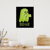 Boo-ger Grappig Halloween Booger Ghost Pun Dark BG Poster (Keuken)