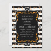 Boo gestreept zwart & oranje speelse Halloween Kaart (Voorkant)