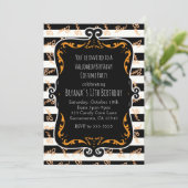 Boo gestreept zwart & oranje speelse Halloween Kaart (Staand voorkant)