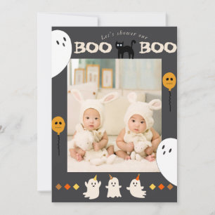 BOO Ghost en Black Cat Photo Baby shower Kaart