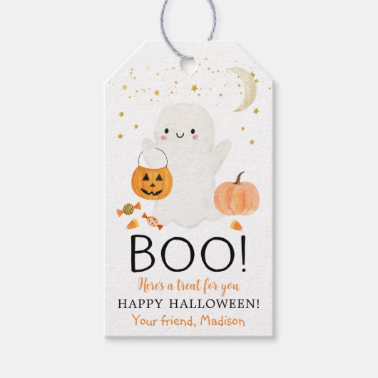 BOO Ghost Halloween Favor Treat Cadeaulabel (Voorkant)
