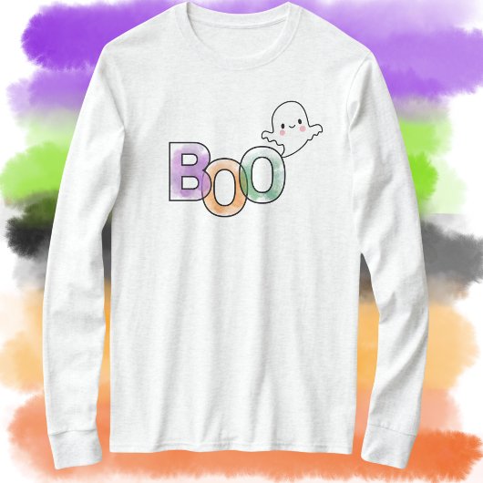 Boo Ghost Lange Mouw Herfst Halloween Tshirt