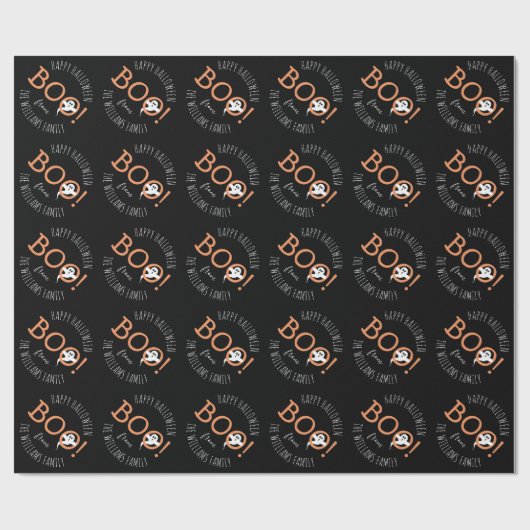BOO! Ghost Pattern Halloween Party Personalized Cadeaupapier (Vlak)