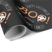 BOO! Ghost Pattern Halloween Party Personalized Cadeaupapier (Rol Hoek)