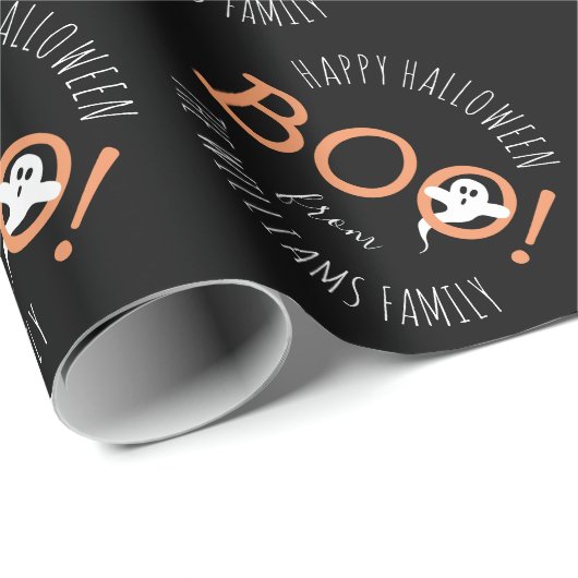 BOO! Ghost Pattern Halloween Party Personalized Cadeaupapier (Rol Hoek)