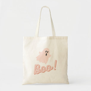 Boo ghost roze halloween tote bag