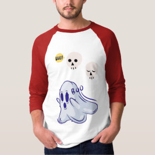 Boo Ghost UK 31 Spooky USA Skull Oktober Halloween T-shirt