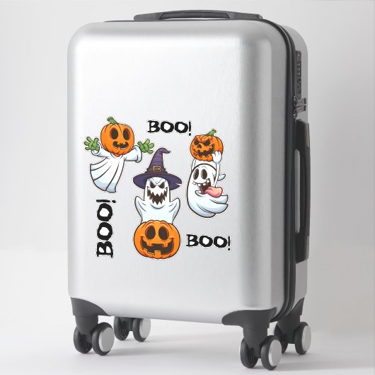BOO! Ghosts with Pumpkins Halloween Cartoon Chaos Sticker (Koffer)