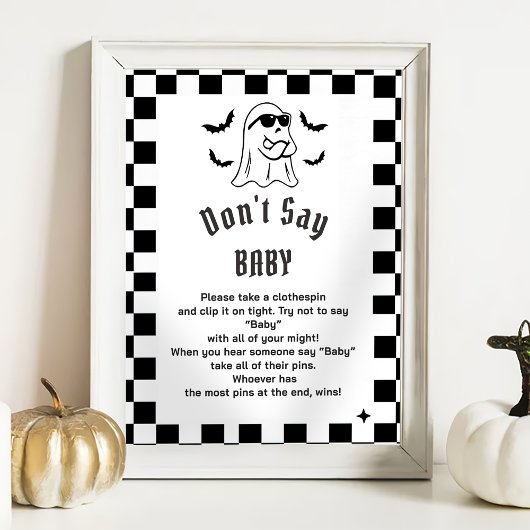 Boo Grappig "Don't Say Baby" Baby shower spel Poster