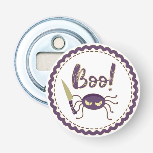 Boo grappig Halloween spin karakter mes hand Button Flesopener (Voorkant)