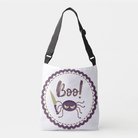 Boo grappig Halloween spin karakter mes hand Crossbody Tas (Voorkant)