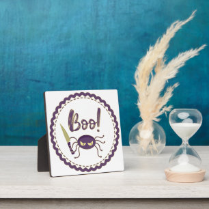 Boo grappig Halloween spin karakter mes hand Fotoplaat