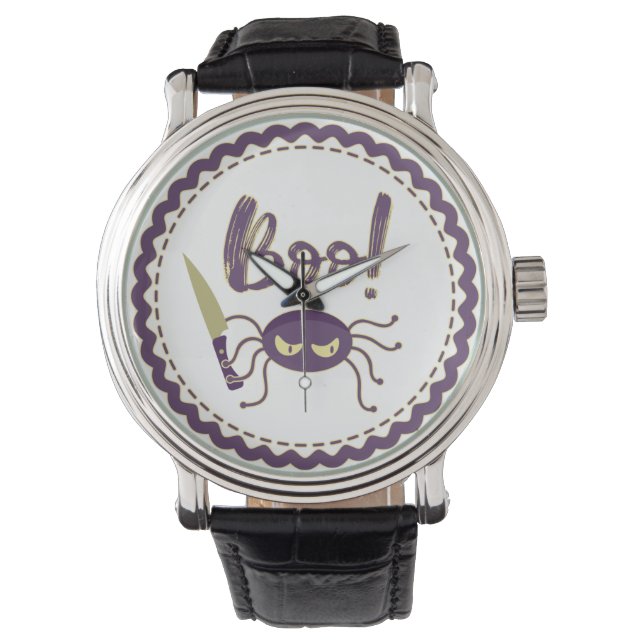 Boo grappig Halloween spin karakter mes hand Horloge (Voorkant)