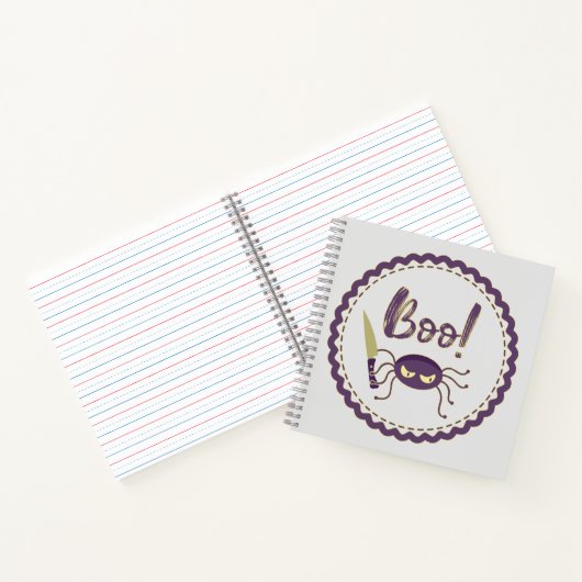 Boo grappig Halloween spin karakter mes hand Notitieboek (Binnen)