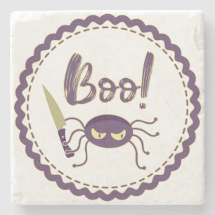Boo grappig Halloween spin karakter mes hand Stenen Onderzetter
