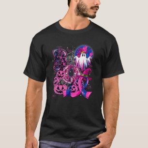 Boo Grappige Pompoenen Ghost Roze Lint Halloween B T-shirt