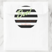 BOO groen Chic Halloween Zwart Gestreepte Sticker (Tas)