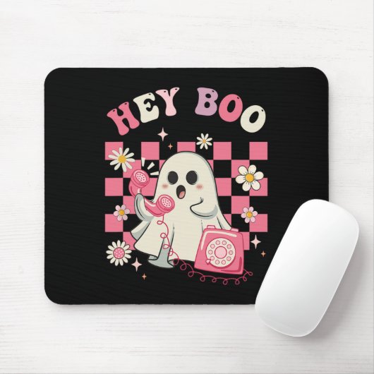 Boo Groovy Schattige Ghost Funny Halloween Vrouwen Muismat (Met muis)
