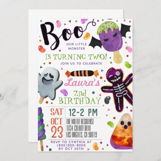 Boo Halloween Anniversaire Invitation (Devant / Derrière)
