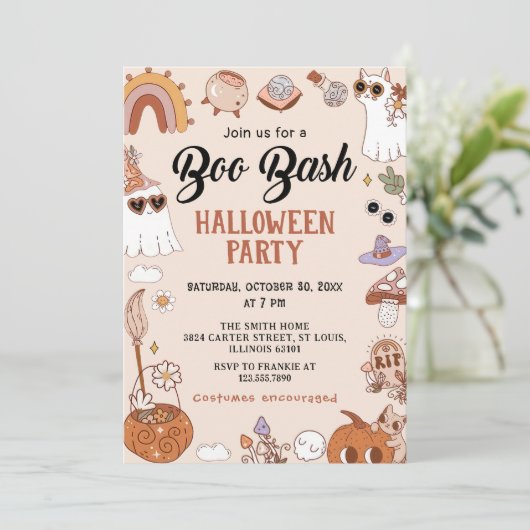 Boo Halloween Bash Party uitnodiging (Staand voorkant)
