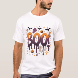 BOO Halloween Dripping Letters met geesten, vleerm T-shirt