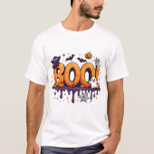 BOO Halloween Dripping Letters met geesten, vleerm T-shirt (Voorkant)