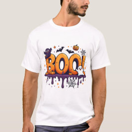 BOO Halloween Dripping Letters met geesten, vleerm T-shirt