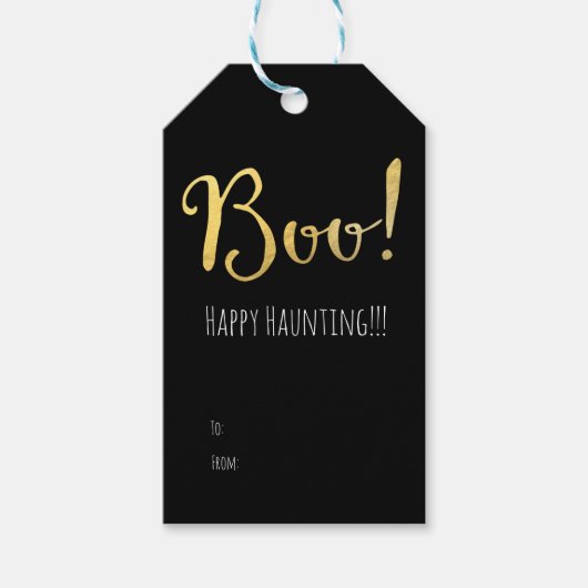 BOO Halloween Faux Gold Foil Kijk Holiday Cadeaulabel (Voorkant)