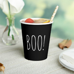 Boo. Halloween feestje. Zwart-wit, eenvoudig schat Papieren Bekers
